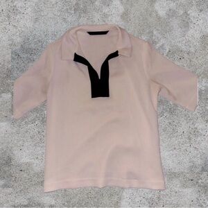CVT Cream Polo Shirt with Black Collar